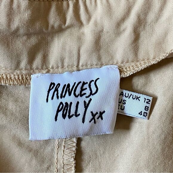 Princess Polly High Rise Pants US 8 Minimalist Neutral Tan - Picture 2 of 11